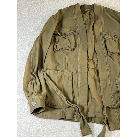 Free People Belted Wrapped Military Jacket Green Size Small - Picture 4 of 10